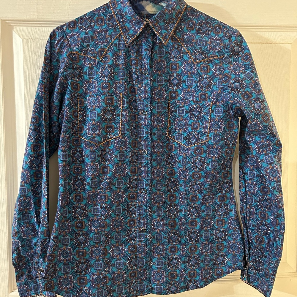 Women’s Blue Roper Pearl Snap Shirt
